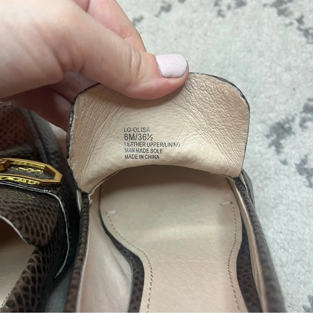 Louise et Cie Brown Textured Block Heel Loafers with Gold Accent  size 6M/6.5 - Picture 8 of 10